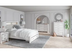 Mor Furniture Storage Beds|Beds|Altyra Bookcase Bed W/ Storage In Pearl White, Queen