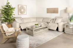Mor Furniture Reclining Sectionals|Sectionals|Amara 6 Piece 2 Power Sectional W/ 2 Power Armless Recliner In Tasmin Granite