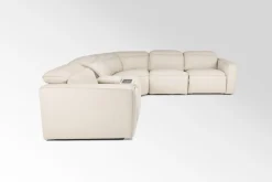 Mor Furniture Reclining Sectionals|Sectionals|Amara 6 Piece 2 Power Sectional W/ 2 Power Armless Recliner In Tasmin Granite