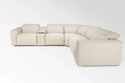 Mor Furniture Reclining Sectionals|Sectionals|Amara 6 Piece 2 Power Sectional W/ 2 Power Armless Recliner In Tasmin Granite