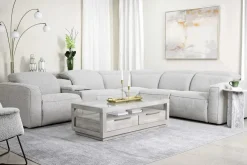 Mor Furniture Reclining Sectionals|Sectionals|Amara 6 Piece 2 Power Sectional In Tasmin Granite