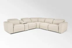 Mor Furniture Reclining Sectionals|Sectionals|Amara 6 Piece 2 Power Sectional In Tasmin Granite