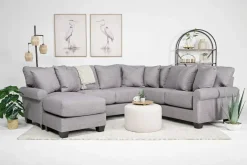 Mor Furniture Sectionals|Amelia Crypton Performance Sofa Chaise Sectional In , Left Facing Nomad Slate