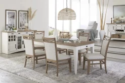 Mor Furniture Seating For 6|Dining Room Sets|Americana Dining Table & 6 Upholstered Chairs In Brown/White