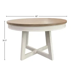 Mor Furniture Seating For 4|Round Dining Sets|Americana Round Dining Table & 4 Upholstered Chairs In Cotton