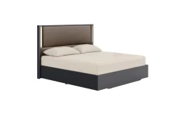 Mor Furniture Bedroom Sets|Amy Upholstered Panel Bed, Dresser, Mirror & Nightstand In Dark Oak, Queen