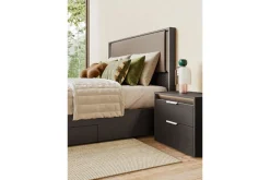 Mor Furniture Storage Beds|Upholstered Beds|Amy Upholstered Panel Bed W/ Storage In Dark Oak, Queen