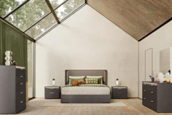 Mor Furniture Storage Beds|Upholstered Beds|Amy Upholstered Panel Bed W/ Storage In Dark Oak, Queen