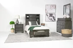 Mor Furniture Beds|Andes Bookcase Bed W/ Storage In , Twin Charcoal