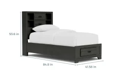 Mor Furniture Beds|Andes Bookcase Bed W/ Storage In , Twin Charcoal