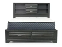 Mor Furniture Beds|Andes Bookcase Bed W/ Storage In , Twin Charcoal