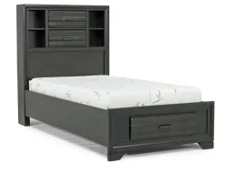 Mor Furniture Beds|Andes Bookcase Bed W/ Storage In , Twin Charcoal