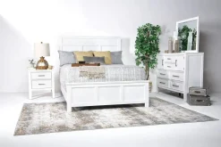 Mor Furniture Bedroom Sets|Andover Panel Bed, Dresser, Mirror & Nightstand In White, Twin