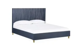 Mor Furniture Beds|Argento Panel Bed In Navy Blue, Full