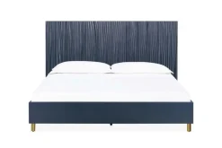 Mor Furniture Beds|Argento Panel Bed In Navy Blue, Full