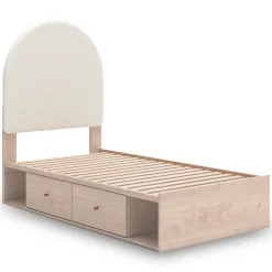 Mor Furniture Storage Beds|Beds|Arloster Panel Bed W/ 2 Drawer Storage In White, Twin