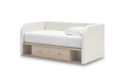 Mor Furniture Storage Beds|Beds|Arloster Upholstered Daybed W/ Storage Trundle In Tan/White, Twin