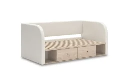 Mor Furniture Storage Beds|Beds|Arloster Upholstered Daybed W/ Storage Trundle In Tan/White, Twin