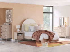 Mor Furniture Kids Beds & Bunk Beds|Arloster Upholstered Panel Bed In White, Twin