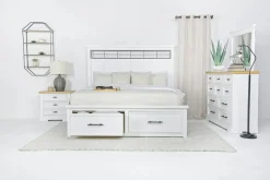 Mor Furniture Bedroom Sets|Ashbryn Storage Bed, Dresser, Mirror & Nightstand In White, Queen