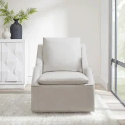 Mor Furniture Chairs|Asher Leather 360 Degree Swivel Chair In Ice