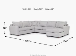 Mor Furniture Sectionals|Ashfield Tux Sofa Chaise Sectional In Ashfield Granite, Right Facing
