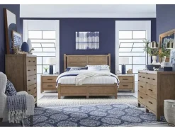 Mor Furniture Bedroom Sets|Aspen Valley Panel Bed, Dresser, Mirror & Nightstand In Sierra Brown, Queen