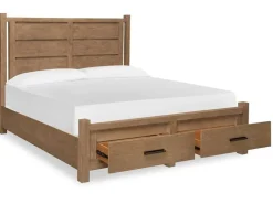 Mor Furniture Storage Beds|Beds|Aspen Valley Panel Bed W/ Storage In Sierra Brown, Queen