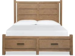 Mor Furniture Bedroom Sets|Aspen Valley Panel Bed W/ Storage, Dresser, Mirror & Nightstand In Sierra Brown, Queen