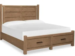 Mor Furniture Bedroom Sets|Aspen Valley Panel Bed W/ Storage, Dresser, Mirror & Nightstand In Sierra Brown, Queen