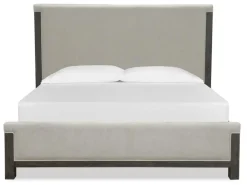 Mor Furniture Bedroom Sets|Aspen Valley Upholstered Panel Bed, Dresser, Mirror & Nightstand In Sierra Brown, Queen