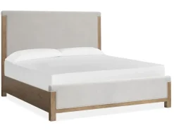 Mor Furniture Bedroom Sets|Aspen Valley Upholstered Panel Bed, Dresser, Mirror & Nightstand In Sierra Brown, Queen