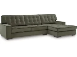 Mor Furniture Sectionals|Austen Sofa Chaise Sectional In Olive, Left Facing
