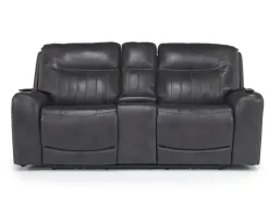 Mor Furniture Reclining Loveseats|Loveseats|Banks 3 Power Console Loveseat In Chesapeake Charcoal Leather
