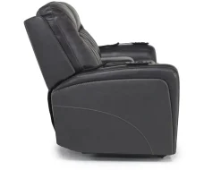 Mor Furniture Reclining Loveseats|Loveseats|Banks 3 Power Console Loveseat In Chesapeake Charcoal Leather