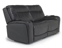 Mor Furniture Reclining Loveseats|Reclining Sofas|Banks 3 Power Loveseat In Leather Chesapeake Charcoal