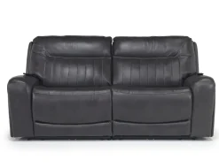 Mor Furniture Reclining Loveseats|Reclining Sofas|Banks 3 Power Loveseat In Leather Chesapeake Charcoal
