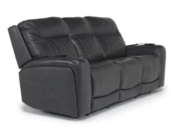 Mor Furniture Living Room Sets|Banks 3 Power Sofa & Loveseat In Leather Chesapeake Charcoal