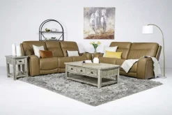 Mor Furniture Living Room Sets|Banks 3 Power Sofa & Loveseat In Leather Chesapeake Charcoal