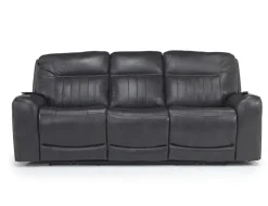 Mor Furniture Reclining Sofas|Sofas|Banks 3 Power Sofa In Chesapeake Charcoal Leather