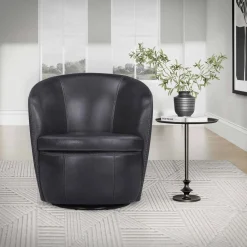 Mor Furniture Chairs|Barolo Leather Swivel Club Chair In Caramel