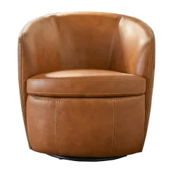 Mor Furniture Chairs|Barolo Leather Swivel Club Chair In Caramel