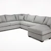 Mor Furniture Sectionals|Barrett Tux Sofa Chaise Sectional In Fisk Smoke, Right Facing