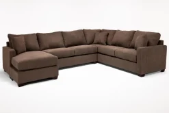 Mor Furniture Sectionals|Barrett Tux Sofa Chaise Sectional In Fisk Smoke, Right Facing