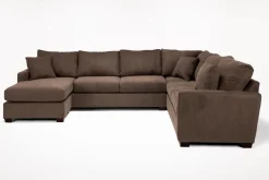 Mor Furniture Sectionals|Barrett Tux Sofa Chaise Sectional In Fisk Smoke, Right Facing