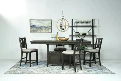 Mor Furniture Seating For 4|Counter Height Dining Sets|Bay Creek Counter Height Extendable Dining Table & 4 Stools In Graphite