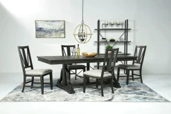 Mor Furniture Seating For 4|Dining Room Sets|Bay Creek Extendable Dining Table & 4 Upholstered V-Back Chairs In Toasted Nutmeg