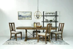 Mor Furniture Seating For 4|Dining Room Sets|Bay Creek Extendable Dining Table & 4 Upholstered V-Back Chairs In Toasted Nutmeg