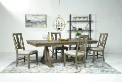 Mor Furniture Seating For 4|Dining Room Sets|Bay Creek Extendable Dining Table & 4 Upholstered V-Back Chairs In Toasted Nutmeg