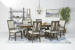 Mor Furniture Seating For 6|Dining Room Sets|Bay Creek Extendable Dining Table & 6 V-Back Chairs In Toasted Nutmeg